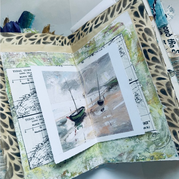 Handmade Junk Journal Marina Beach Theme Ocean Diary Journal - Picture 9 of 13